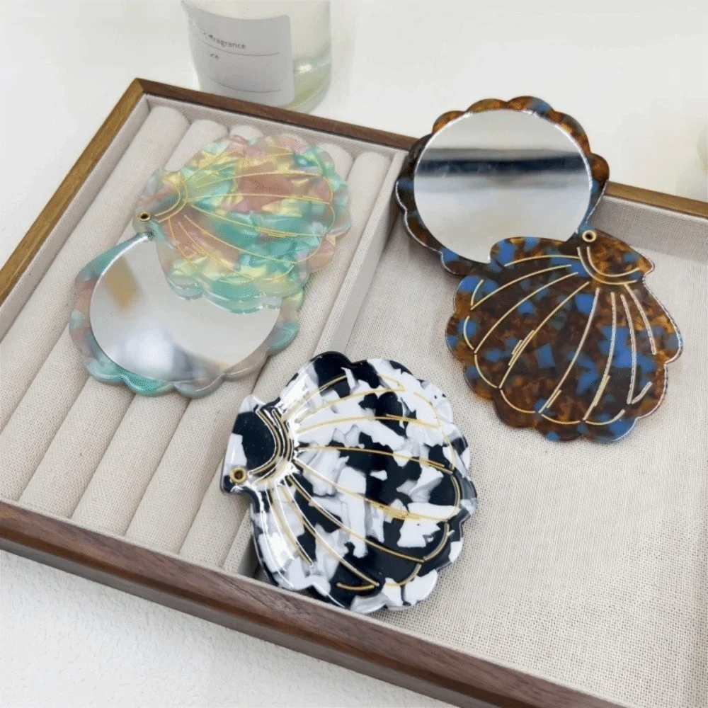 Shell Shape Folding Travel Makeup Mirror | Acetic Acid Compact Travel Mirror QXL