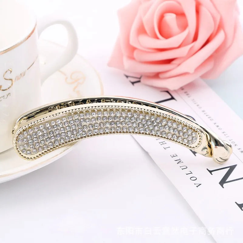 Crystal Rhinestone Banana Hair Clip | Women's Claw Barrette Hair Claw Clip QXL