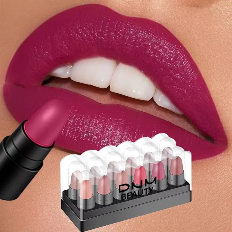 12-Piece Matte Lipstick Gift Set | Waterproof Velvet Lip Gloss Matte Lipstick Set QXL