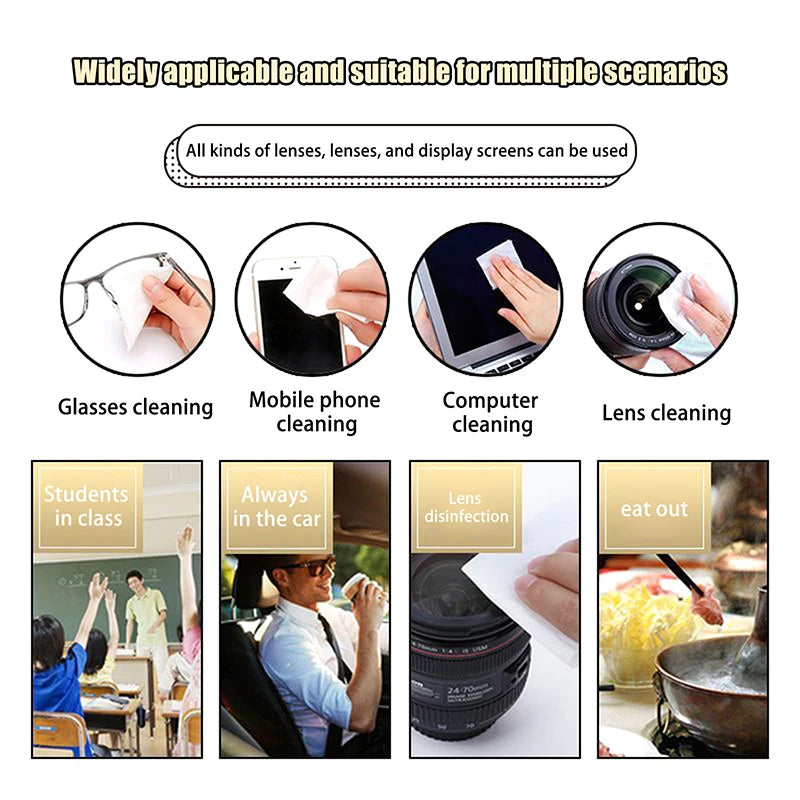 100-Pack Disposable Lens Cleaning Wipes | Anti-Fog Eyeglass Lens Cleaning Wipes QXL