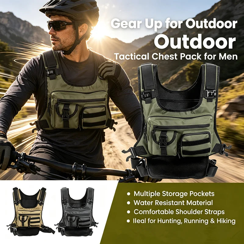 Men's Tactical Chest Pack | Waterproof Running Vest Bag Tactical Chest Pack QXL