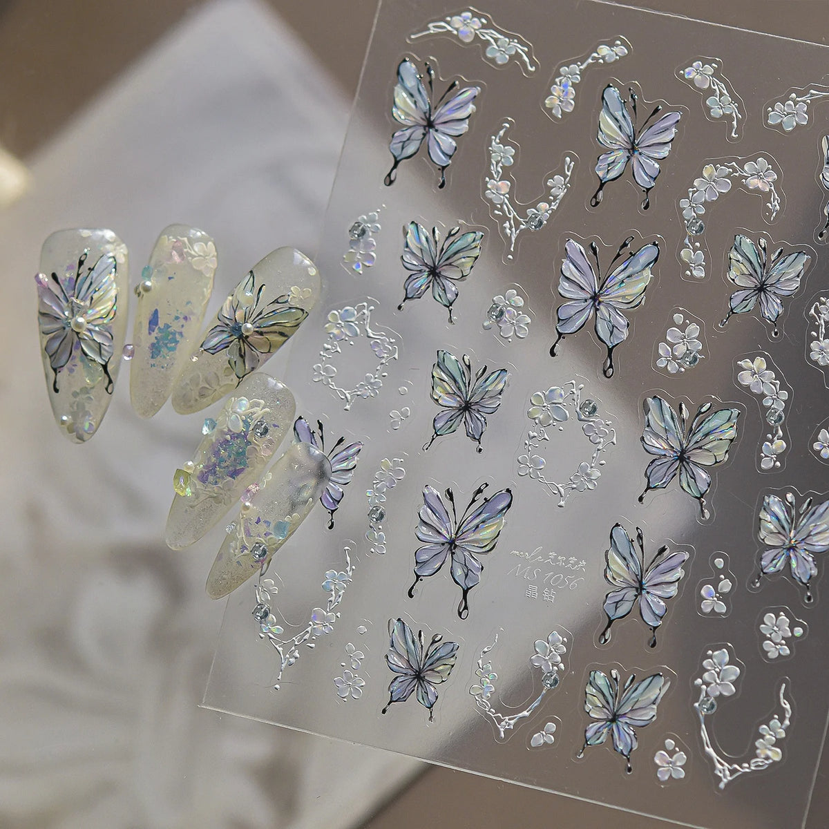 5D Butterfly Rhinestone Nail Stickers | Floral Vine Decals 5D Nail Stickers QXL