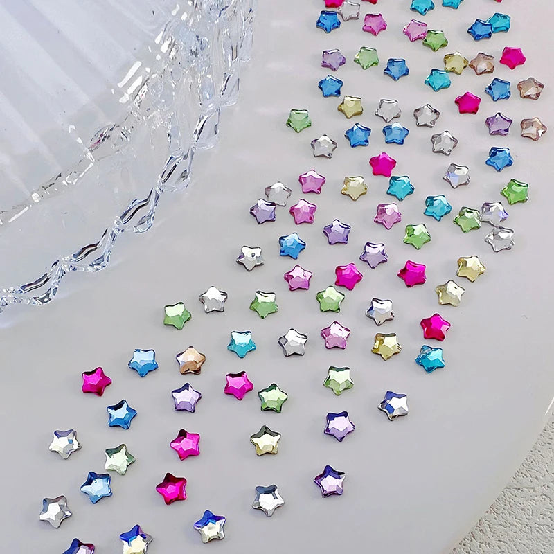 50-Pc Star Flat-Back Acrylic Nail Rhinestones 4/6mm | 3D Art Nail Rhinestones QXL