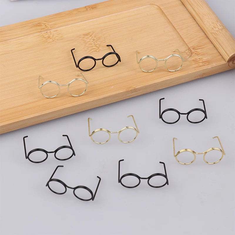 10-Pack Retro Mini Metal Round Doll Glasses | Lensless Miniature Doll Accessories QXL