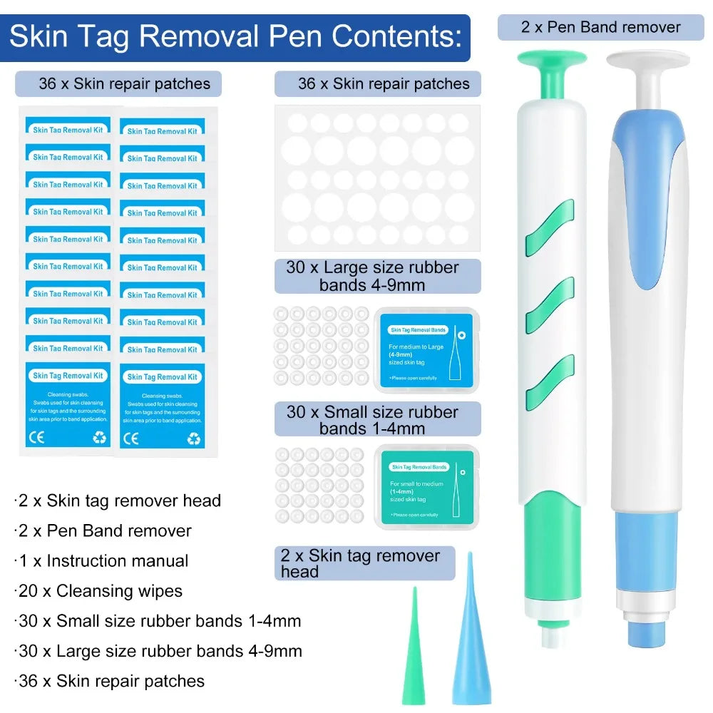 2-in-1 Skin Tag Remover Kit | 60 Bands, 1–9mm Skin Tag Remover QXL