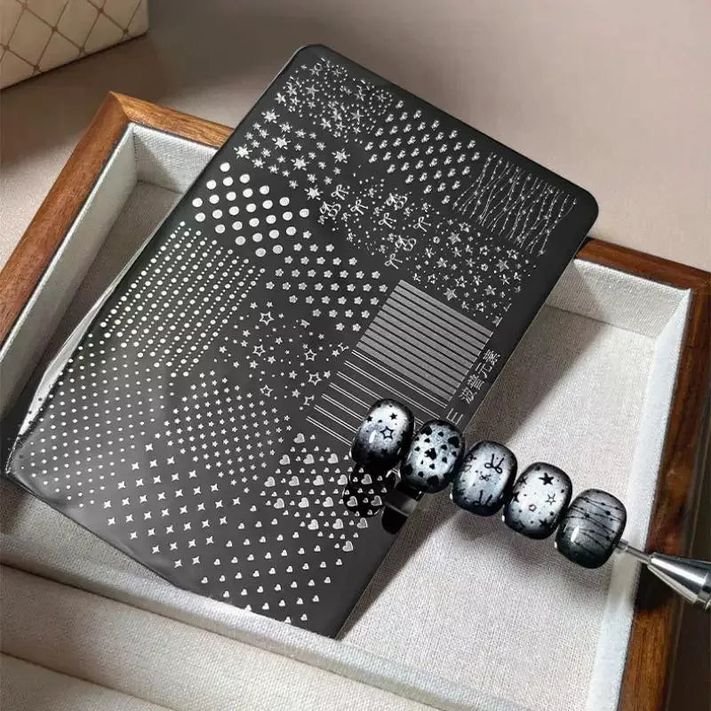 Stainless Steel Nail Stamping Plate – Stars, Dots & Stripes Nail Stamping Plate QXL