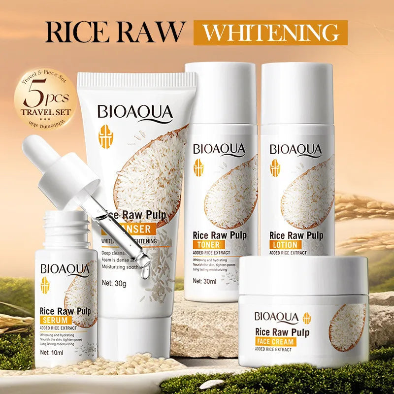 BIOAOUA 5-Pc Rice Extract Brightening Skincare Set Skincare Gift Set QXL