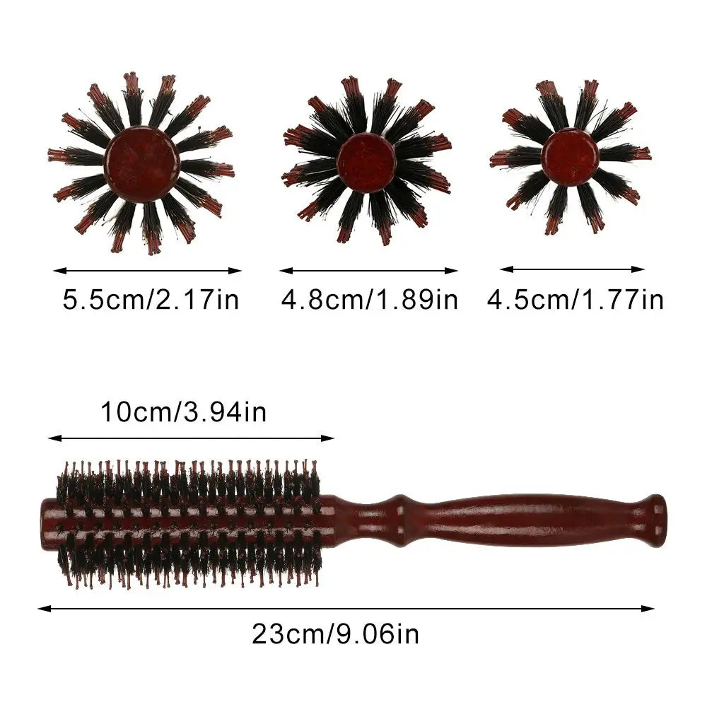 Wooden Boar Bristle Round Hair Brush | S, M, L Sizes Round Hair Brush QXL