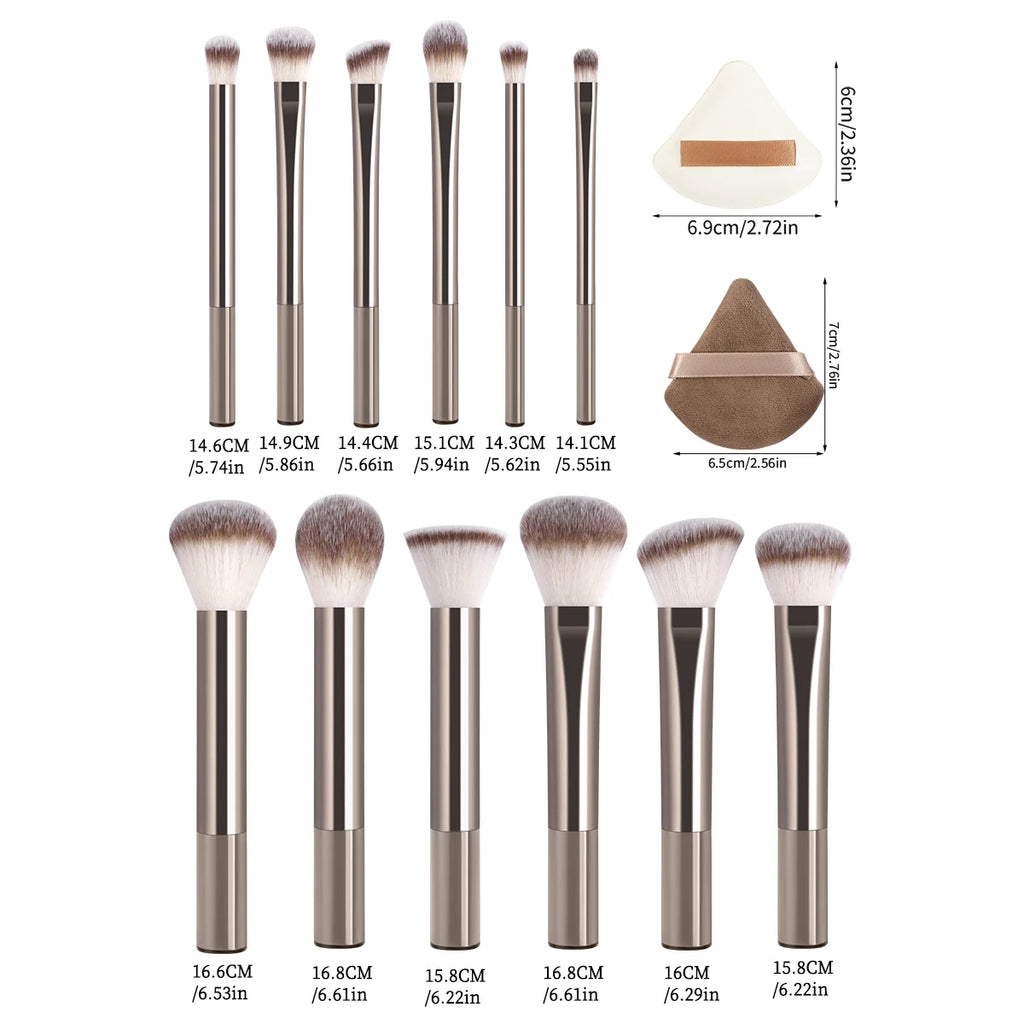 MAANGE 15-Pc Makeup Brush Kit | Kabuki, Puff & More Makeup Brush Kit QXL