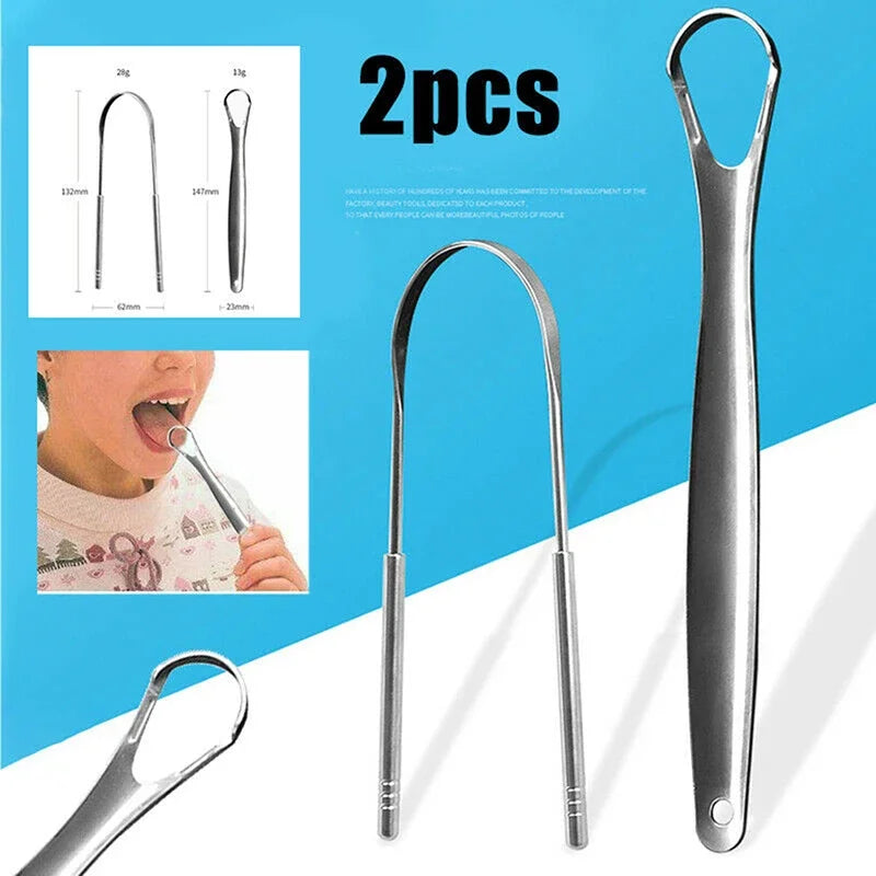 2-Pack Stainless Steel Tongue Scraper | Fresh Breath Tool Tongue Scraper Set QXL