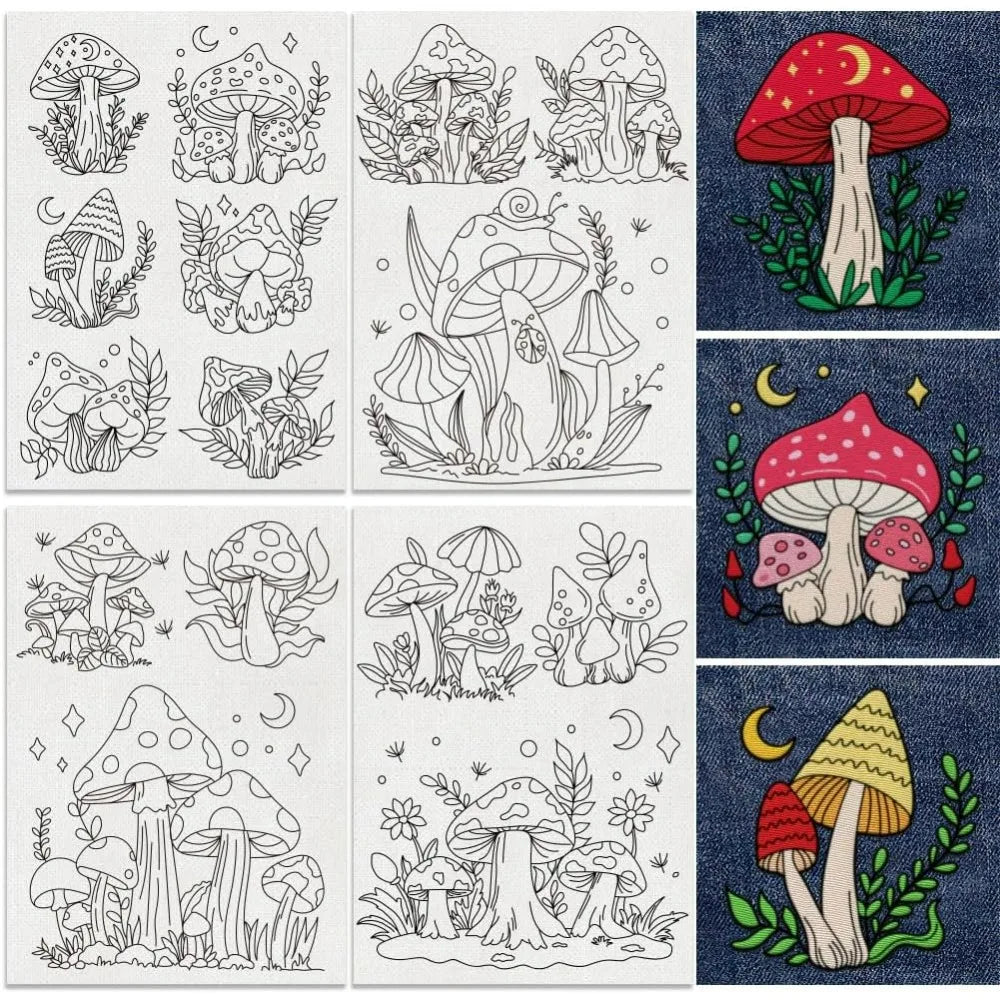 15-Pack Mushroom Water Soluble Stick & Stitch Embroidery Patterns Embroidery Stabilizer QXL