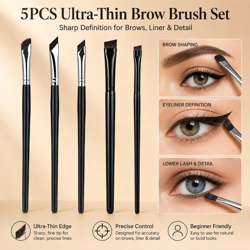 5/7-Piece Ultra-Thin Angled Eyebrow & Eyeliner Brush Set Eyebrow Brush Set QXL