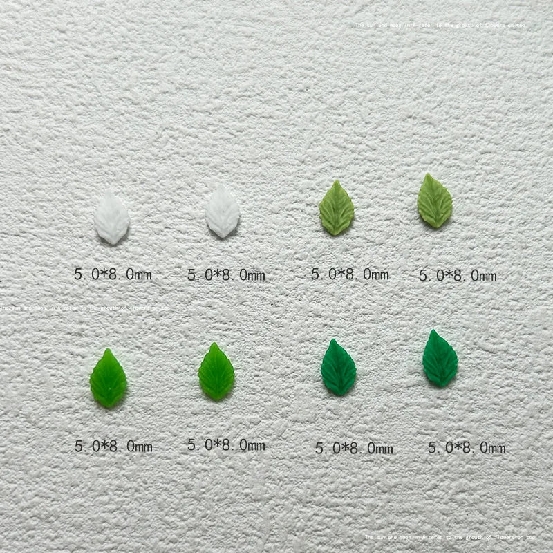 50-Pc 3D Green Leaf Resin Nail Charms | Kawaii Nail Art Decor Nail Art Charms QXL