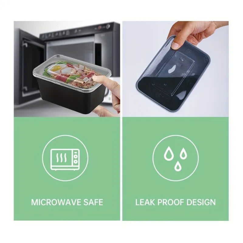 BPA-Free Black Stackable Leakproof Bento Boxes with Lids Food Storage Containers QXL