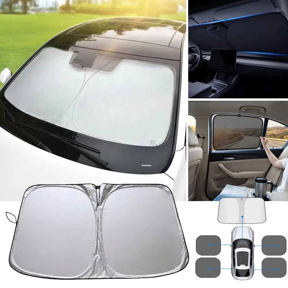 Foldable Car Windshield Sunshade | Titanium Silver UV Shield Car Windshield Sunshade QXL