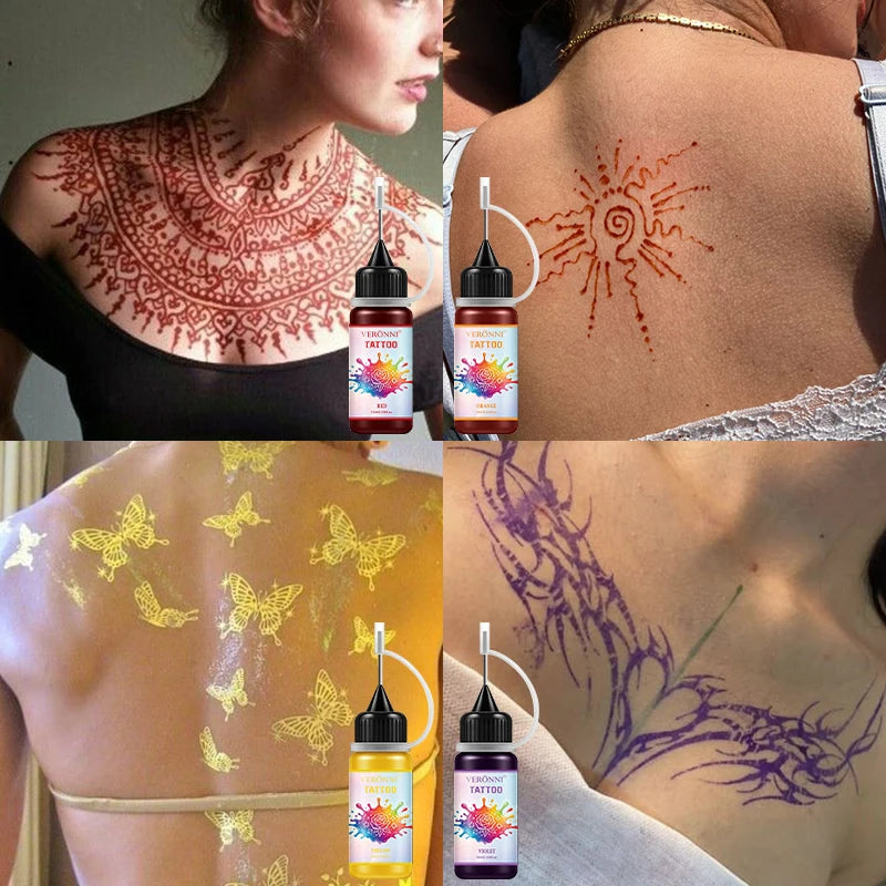 11-Color Waterproof Semi-Permanent Temporary Tattoo Ink 10ml Temporary Tattoo Ink QXL