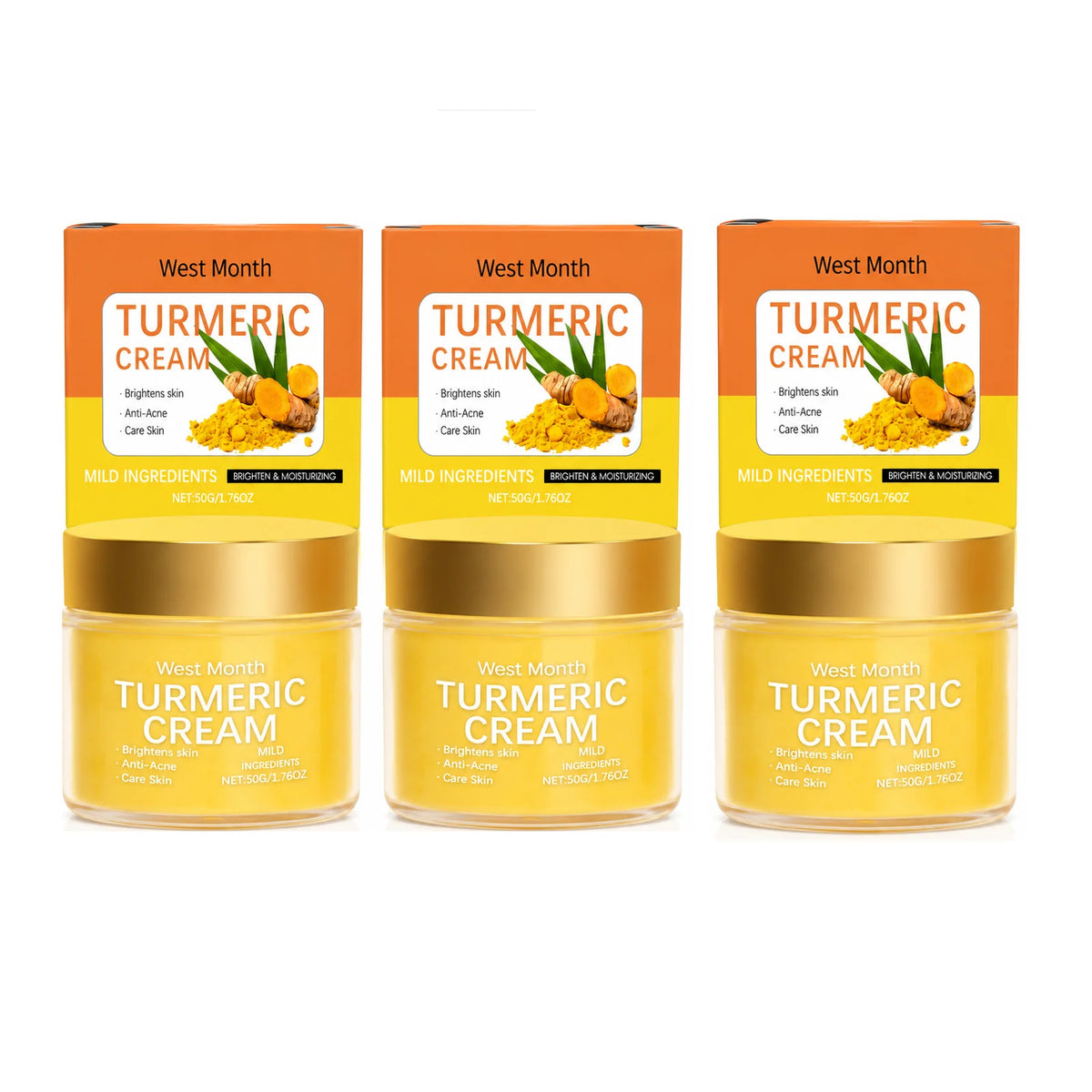 Turmeric Face Cream – Hydrating & Brightening Moisturizer Face Moisturizer Cream QXL 3pcs