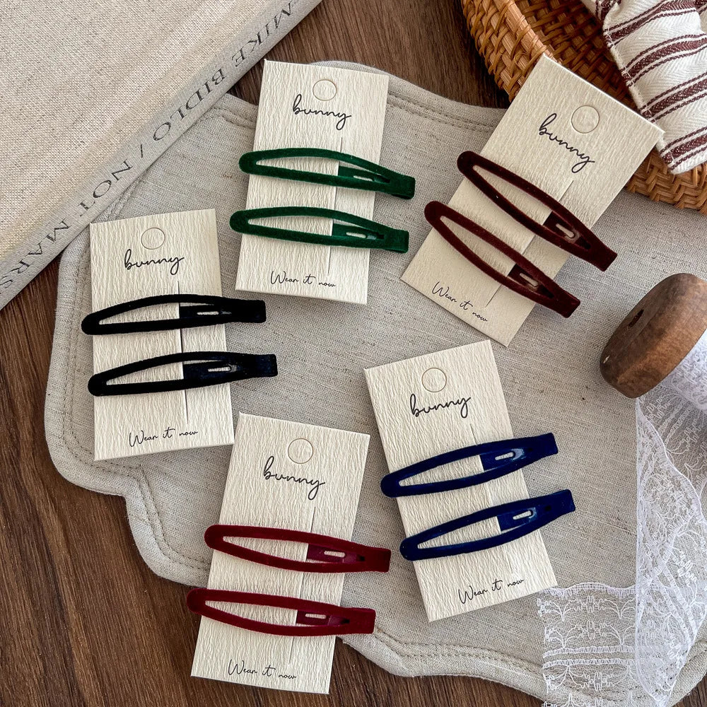 2-Pack Velvet BB Hair Clips for Women | Flocking Hairpins Velvet Hair Clips QXL