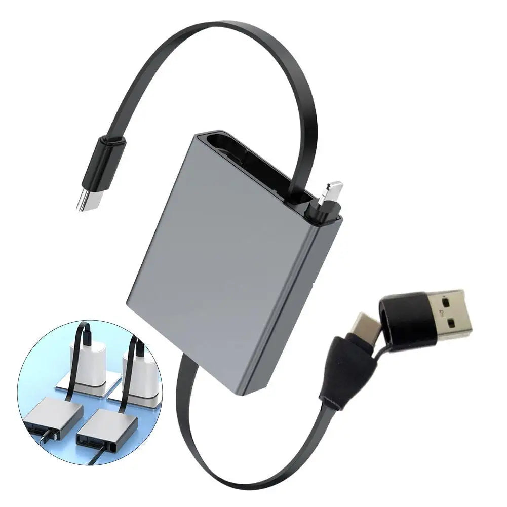 4-in-1 Retractable USB Cable 66W Fast Charging – Type-C & More USB Charging Cable QXL