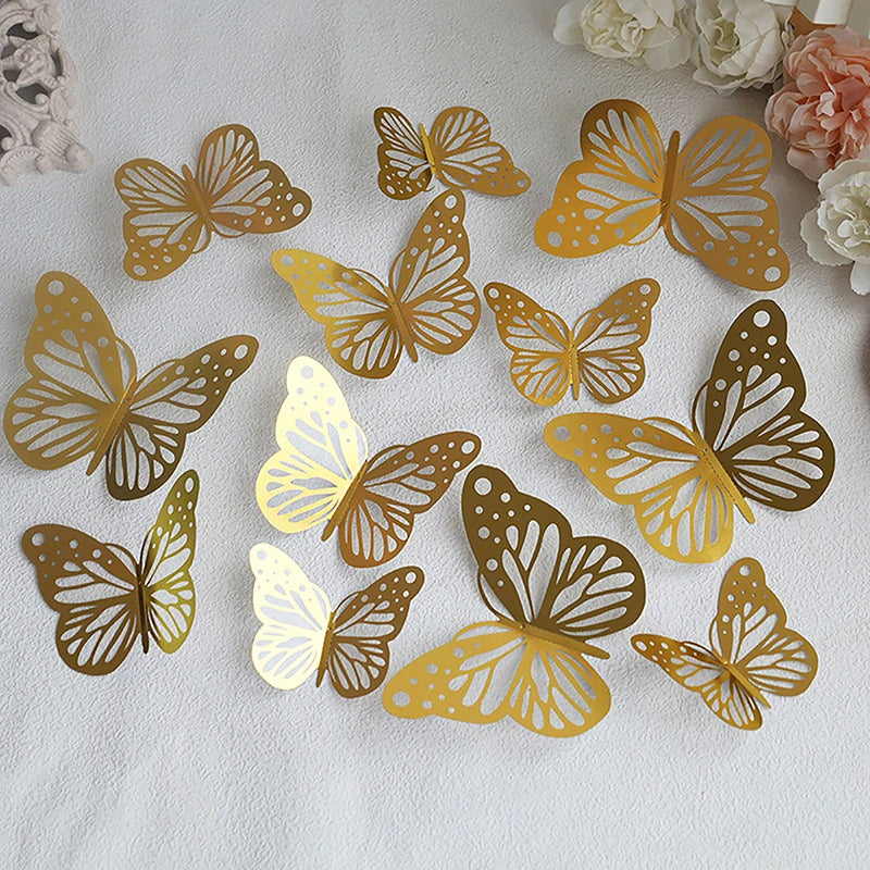 12-Pack Rose Gold Butterfly Birthday Cake Toppers | Party Decor Cake Toppers QXL