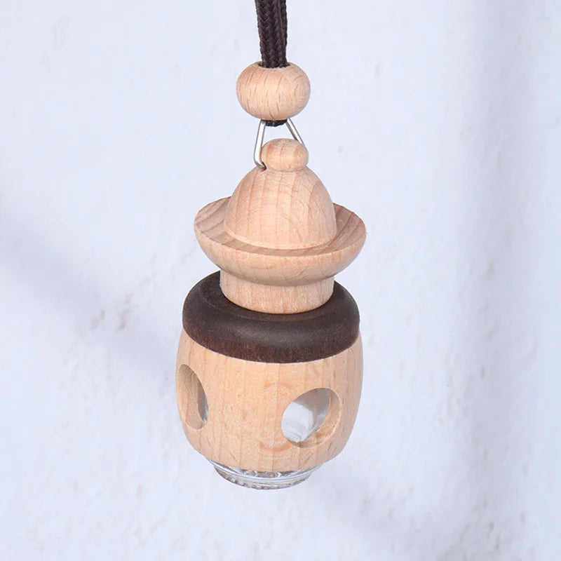 5ml Wooden Aromatherapy Car Pendant | Refillable Diffuser Bottle Aromatherapy Diffuser Pendant QXL