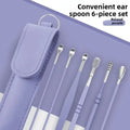 6-Pc 360° Stainless Steel Ear Pick Set | Spiral Ear Spoon Ear Cleaning Tool QXL Purple