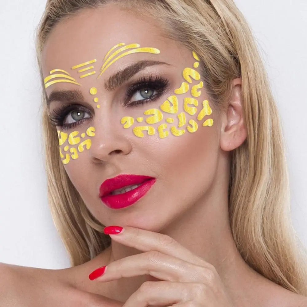 Gold Glitter Face Tattoo Stickers – 15-Pack Waterproof Temporary Temporary Face Tattoos QXL