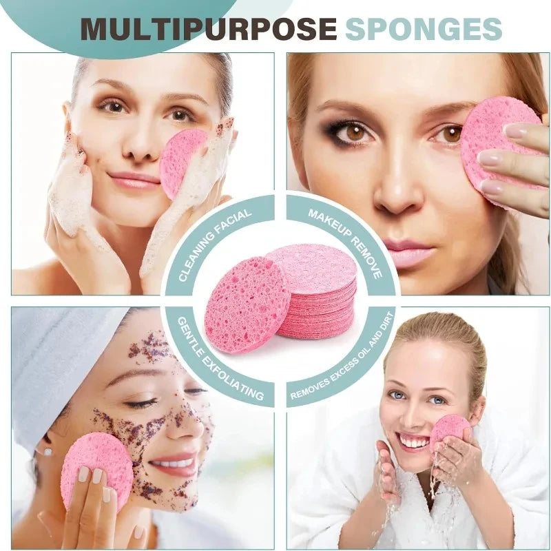 10-Pack Natural Wood Pulp Compressed Face Cleansing Sponges Face Cleansing Sponge QXL