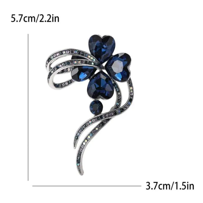Rhinestone Crystal Four Leaf Clover Brooch for Women Fashion Brooch Pin QXL