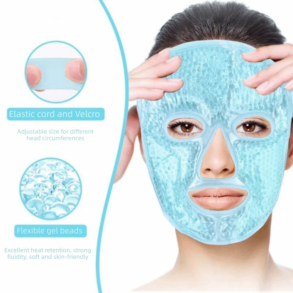 Reusable Gel Bead Face Mask | Hot & Cold Full-Face Compress Gel Face Mask QXL
