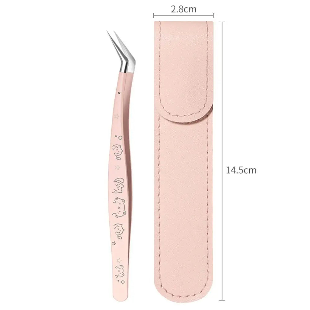 Stainless Steel Lash Tweezers Anti-Static + Leather Case Lash Extension Tweezers QXL