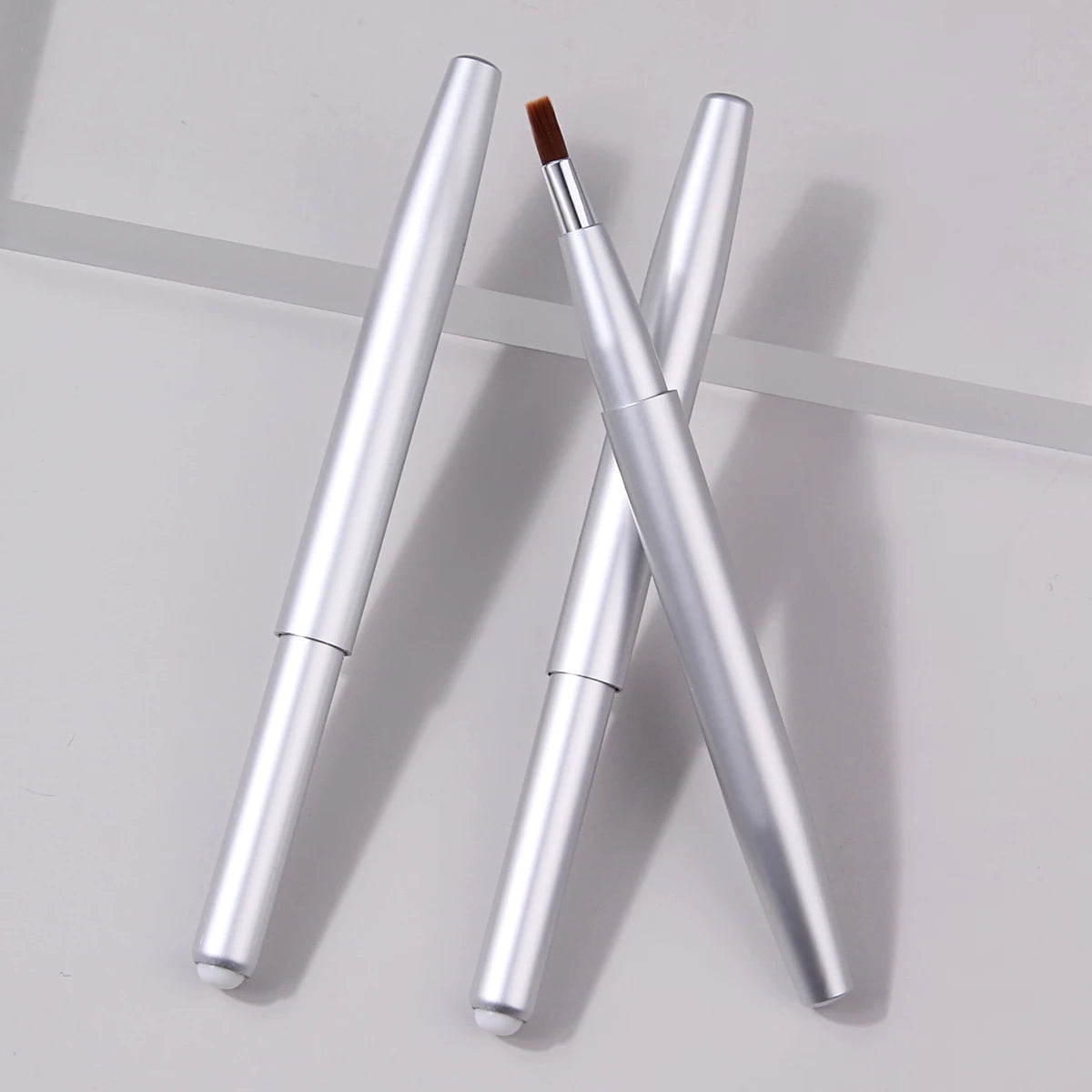 KOSSHOW 3-Pack Retractable Lip Brush Set | Matte Silver Retractable Lip Brush QXL