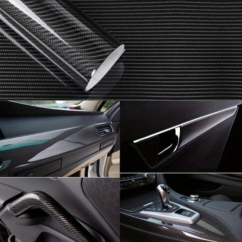 6D Gloss Carbon Fiber Vinyl Wrap Roll | Bubble-Free DIY Kit Car Vinyl Wrap Film QXL