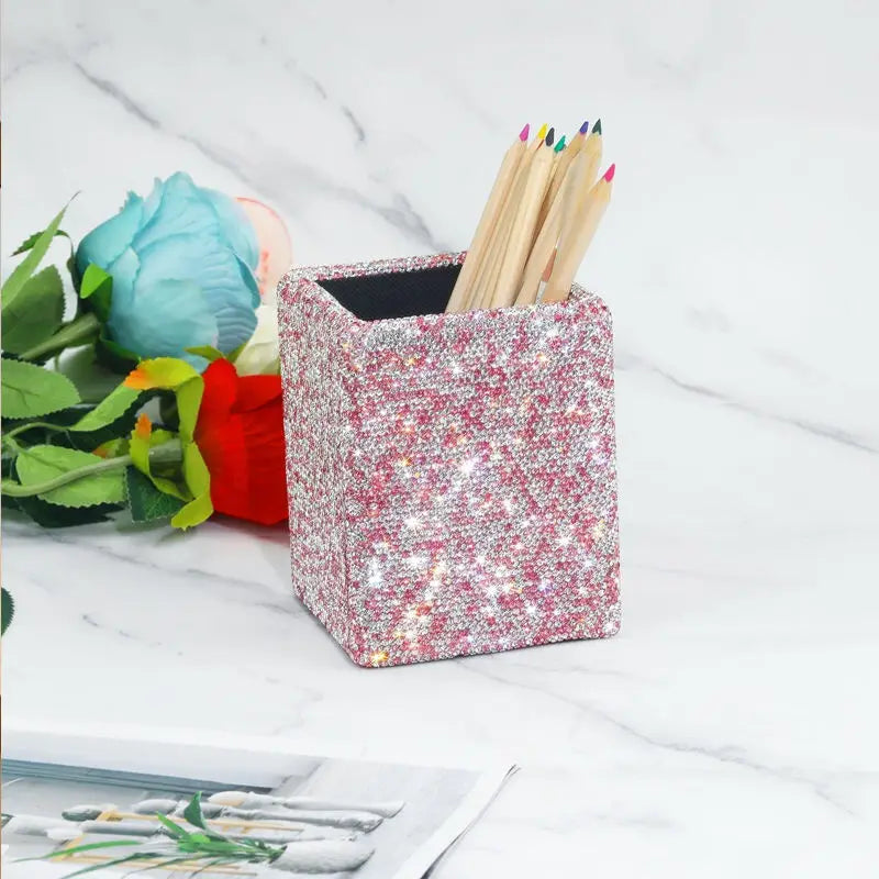 Diamond Makeup Brush Holder Cylinder | Korean Nordic Style Makeup Brush Holder QXL