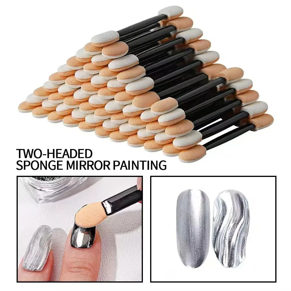 100-Pack Disposable Double-Headed Eyeshadow Sponge Applicators Eyeshadow Applicators QXL
