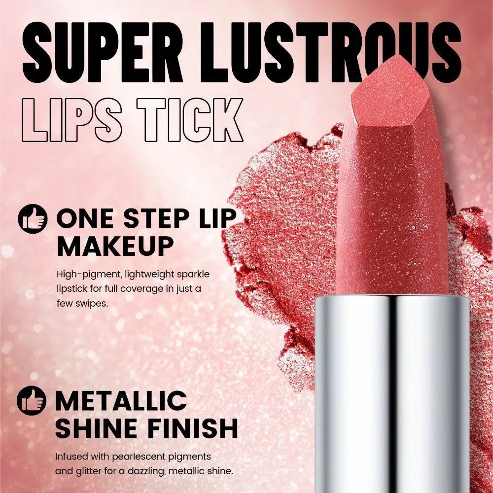 Glitter Pearlescent Metallic Lipstick | Matte Long-Lasting Lip Glaze Metallic Lip Glaze QXL