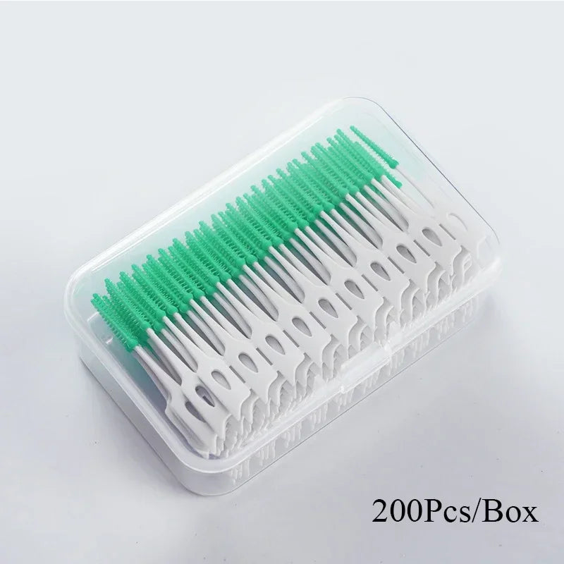Vvocci Silicone Interdental Brushes 150/200-Pack | Toothpicks Interdental Brushes QXL M77 Green-200 Pcs