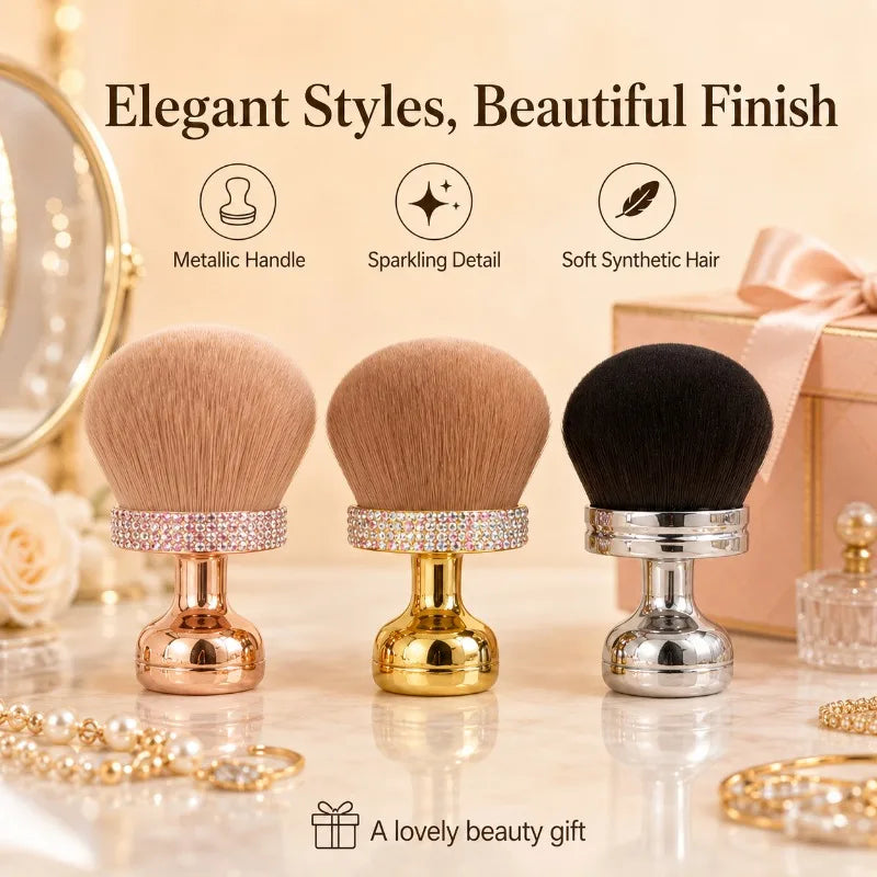 Large Mushroom Kabuki Brush | Powder & Blush Makeup Tool Kabuki Makeup Brush QXL