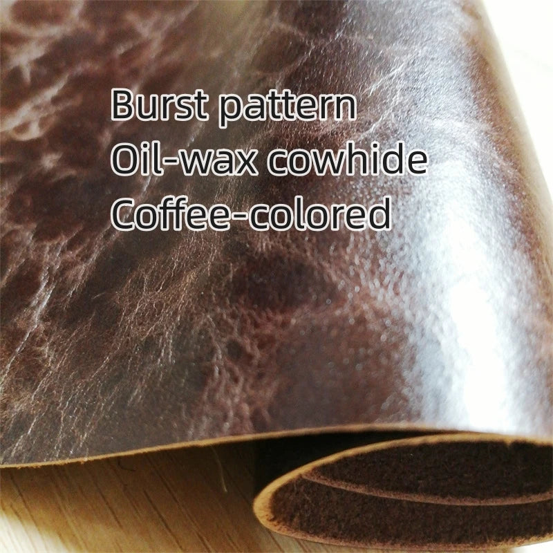 1mm Coffee Oil Wax Top-Grain Cowhide Leather Sheet | DIY Craft Leather Craft Sheet QXL