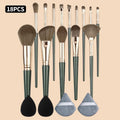 KOSSHOW 18-Pc Makeup Brush Kit with Sponges & Puffs Makeup Brush Set QXL green