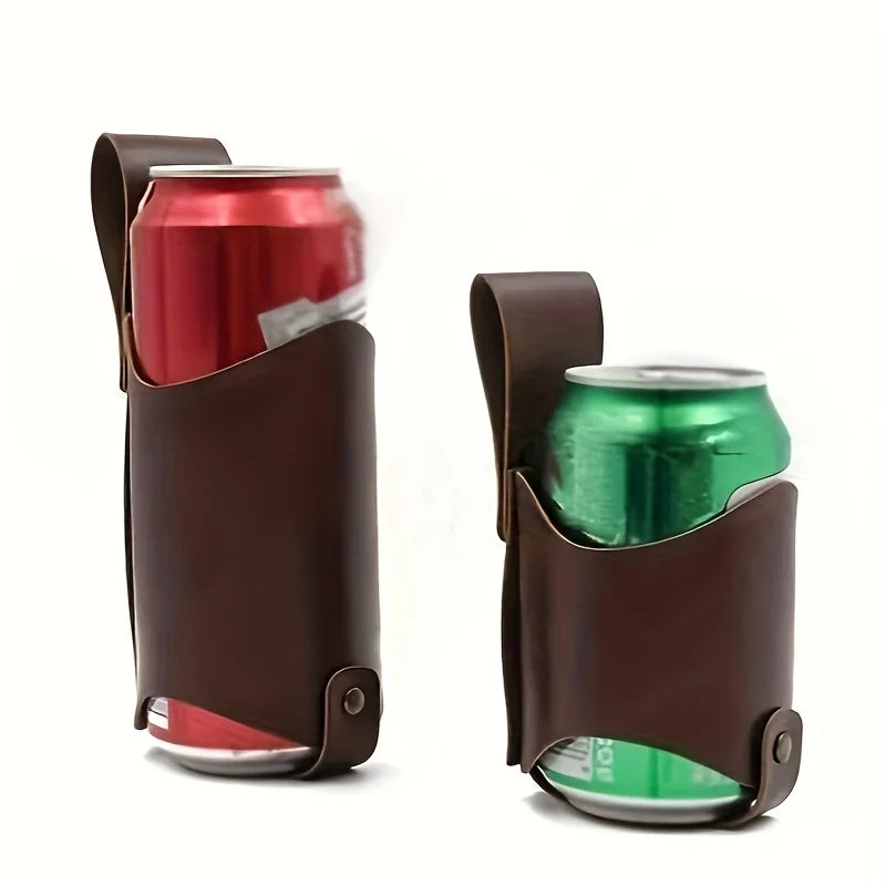 PU Leather Beer Can Holder – Adjustable Waist Belt 330–500ml Waist Belt Holster QXL