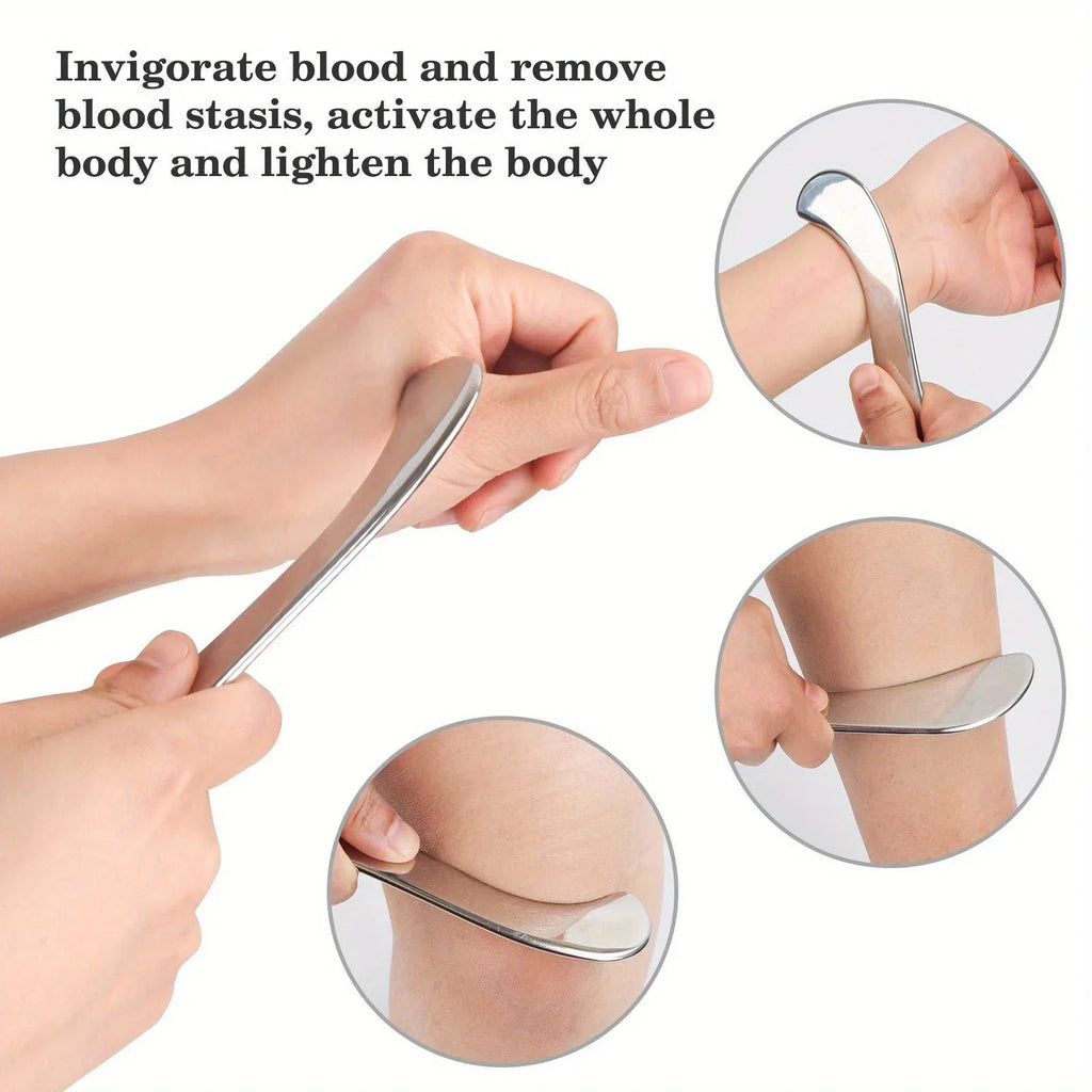 3-Piece Stainless Steel Gua Sha Massage Tool Set with Bag Gua Sha Tool Set QXL