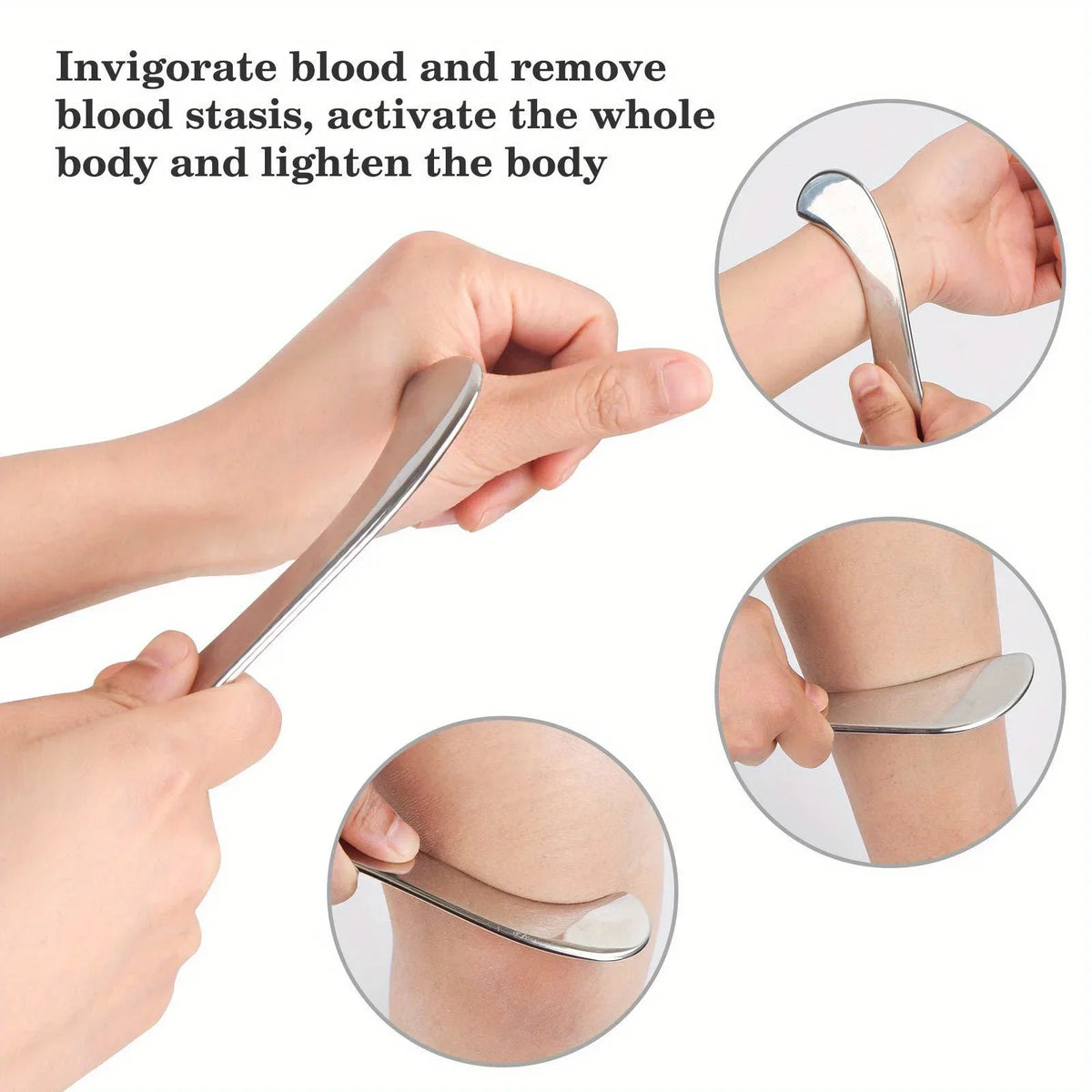 3-Piece Stainless Steel Gua Sha Massage Tool Set with Bag Gua Sha Tool Set QXL