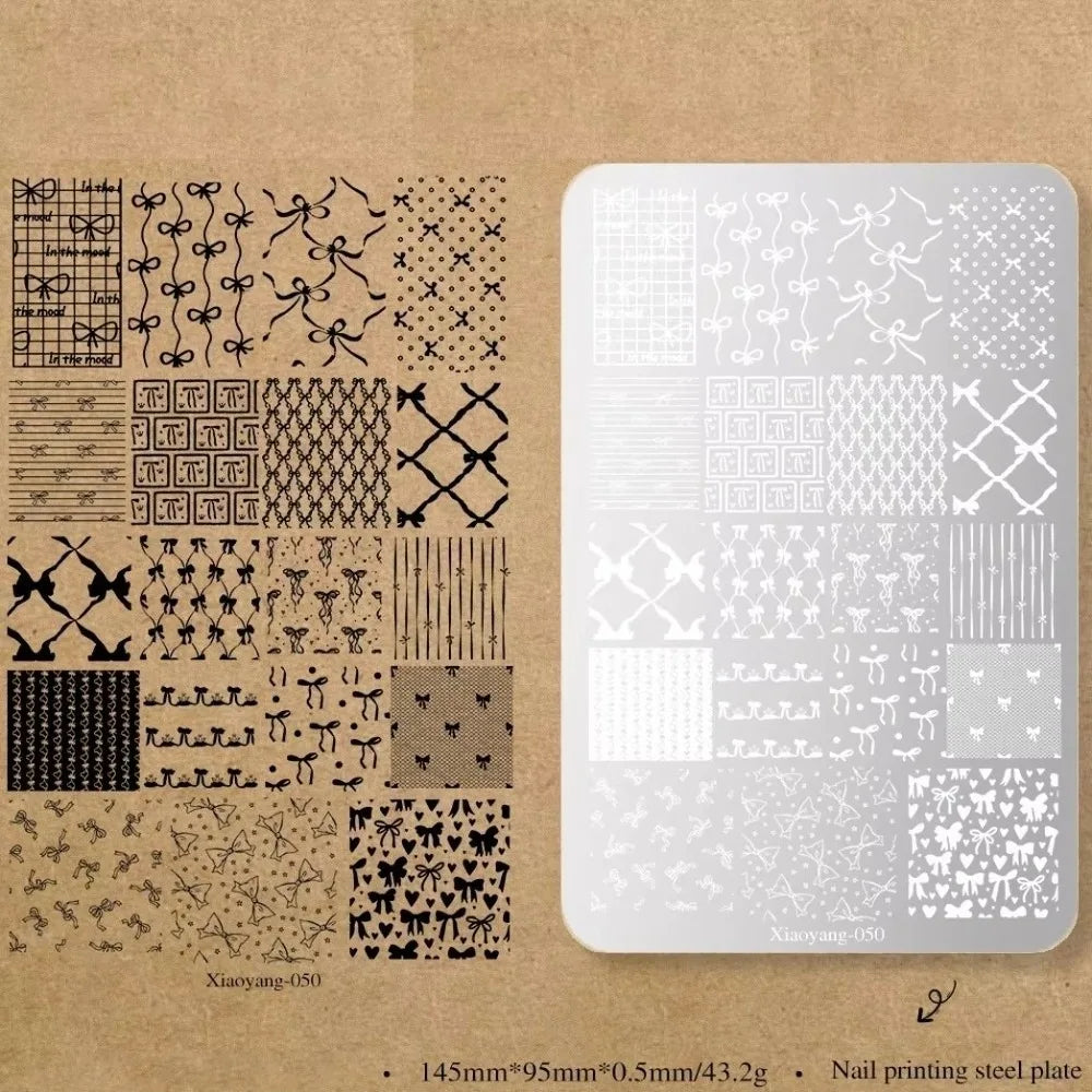 Kawaii Bowknot Nail Stamping Plate | Stainless Steel Stencil Nail Stamping Plate QXL WHITE