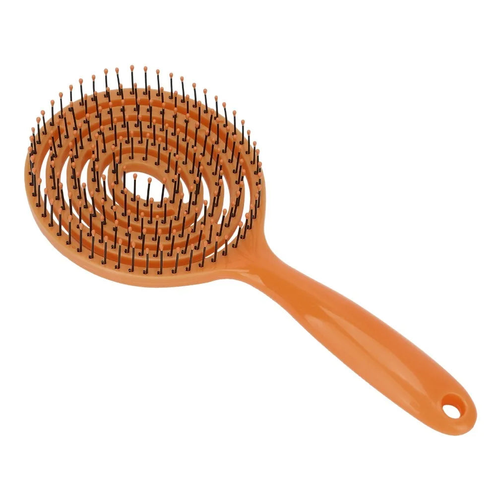 Round Head Hair Detangling Brush | Anti-Static Spiral Comb Hair Detangling Brush QXL Orange