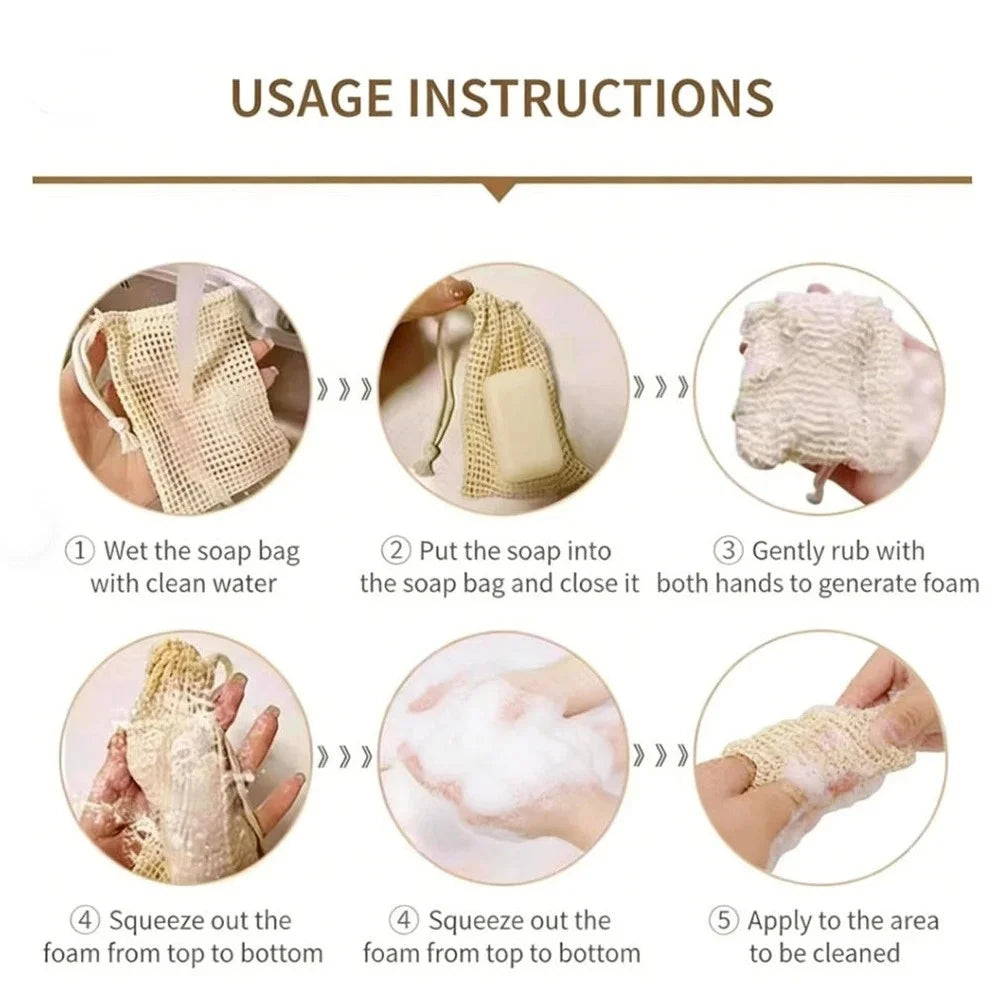 Natural Cotton Soap Saver Bag | Eco Lathering Mesh Pouch Soap Saver Bag QXL