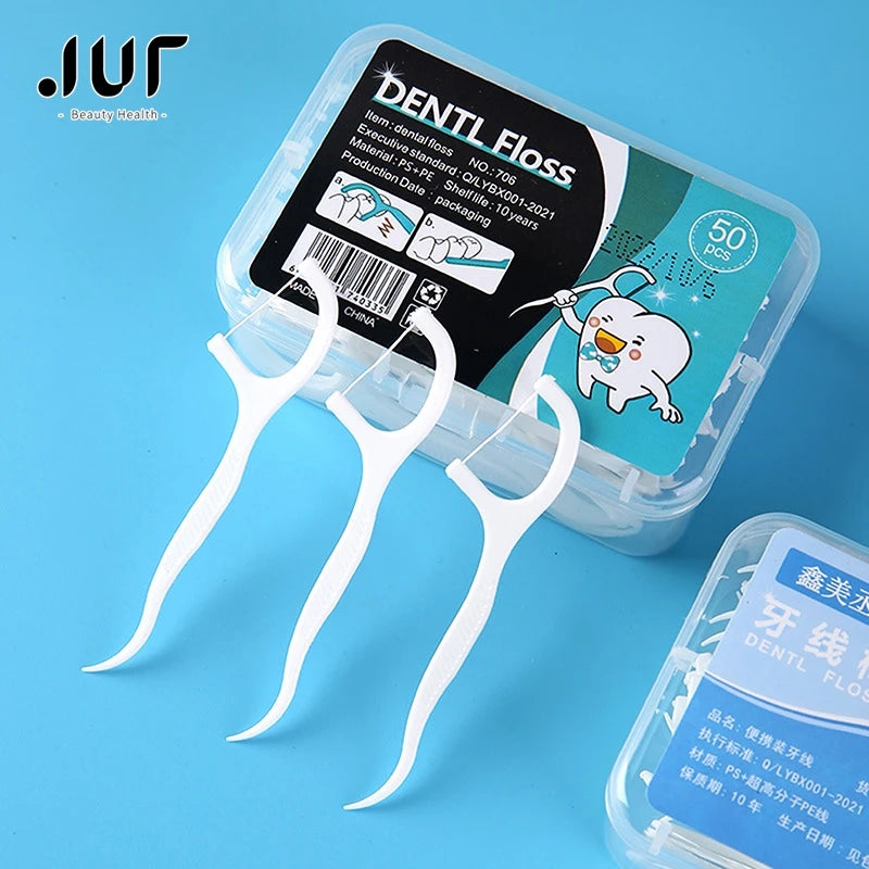 Disposable Floss Picks & Interdental Brushes – 20/50/100 Pack Dental Floss Picks QXL