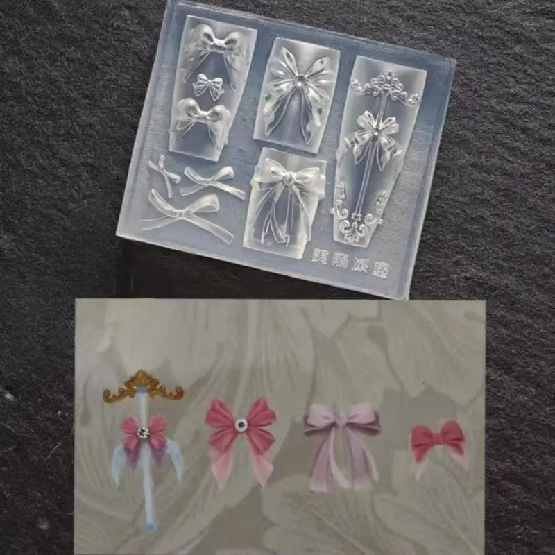 3D Resin Nail Art Mold – Rose, Bow & Floral Charm Templates Nail Art Mold QXL A6
