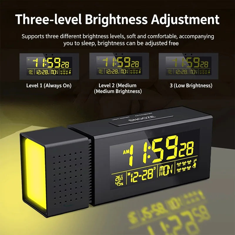 7-Color LED Alarm Clock | 6 Alarms, FM Radio, Temp & Humidity LED Alarm Clock QXL