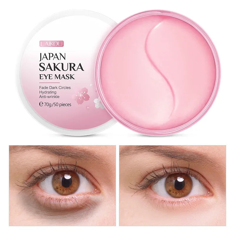 LAIKOU Sakura & Snail Eye Mask – Hydrating, Brightening 50pc Under Eye Mask QXL